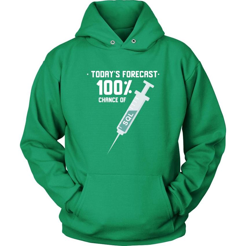 Today's forecast 100% chance of SQL injection - Unisex Hoodie by MyHackerTech