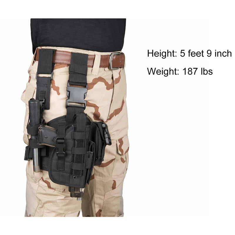 Tactical Leg Gun Holster Outdoor Multi-function Camouflage Bag Tied Leg Pistol Protective Cover Phone Pocket Hunting Gear