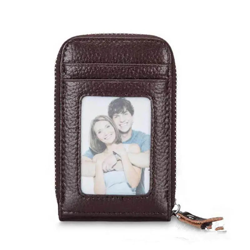 Men's PU Leather Wallet - RFID Blocking Card Holder with Zipper Pocket