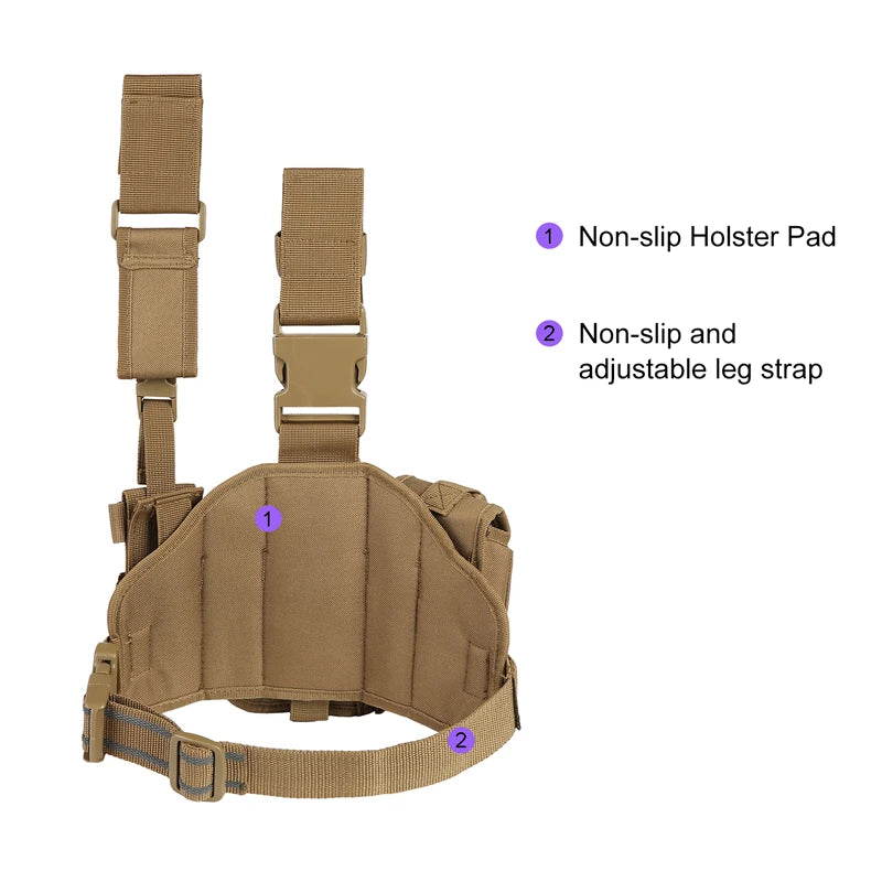 Tactical Leg Gun Holster Outdoor Multi-function Camouflage Bag Tied Leg Pistol Protective Cover Phone Pocket Hunting Gear