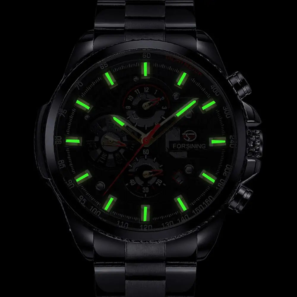 Forsining 2019 3 Dial Calendar Multifunction Military Wrist Watch