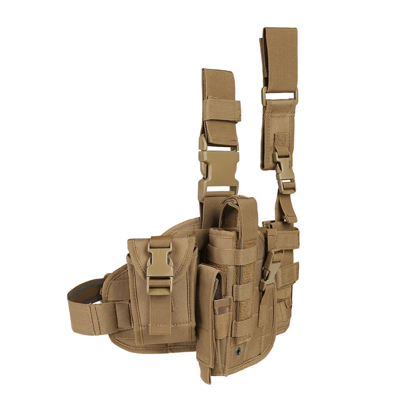 Tactical Leg Gun Holster Outdoor Multi-function Camouflage Bag Tied Leg Pistol Protective Cover Phone Pocket Hunting Gear