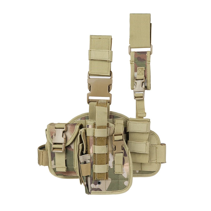 Tactical Leg Gun Holster Outdoor Multi-function Camouflage Bag Tied Leg Pistol Protective Cover Phone Pocket Hunting Gear