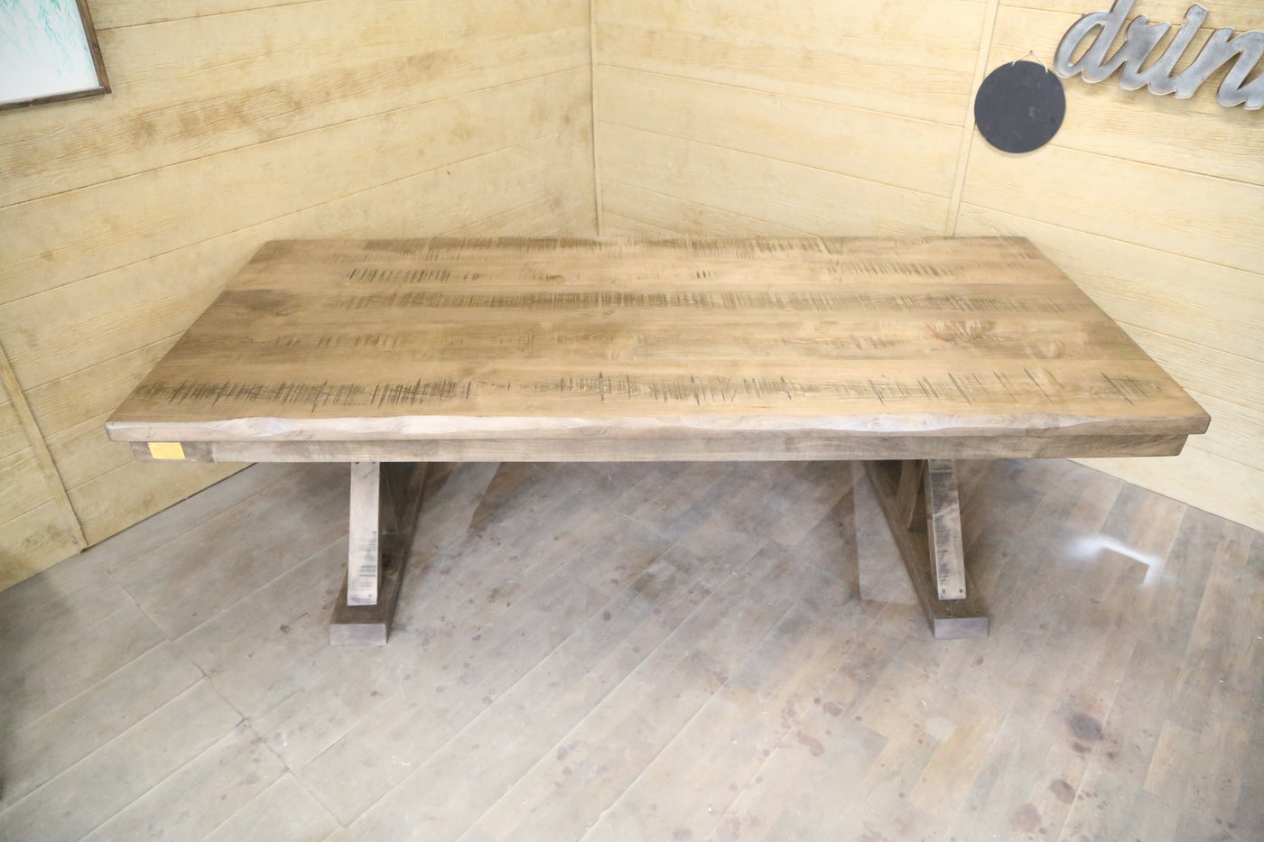 Trestle X Farmhouse Dining Table with Beam – MyHackerTech