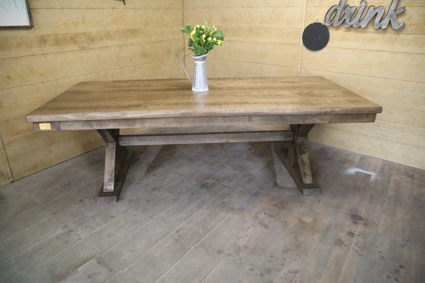 Trestle X Farmhouse Dining Table with Beam – MyHackerTech
