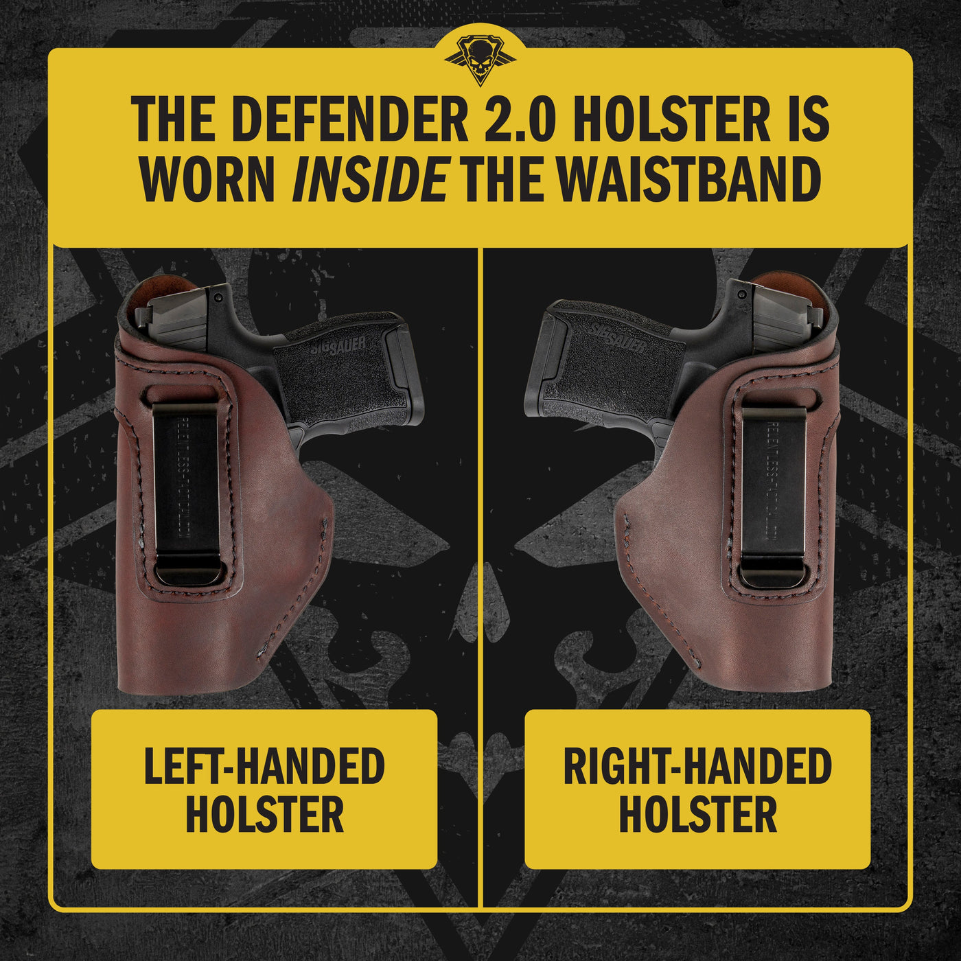 The Defender Leather IWB Holster | Fits Glock 42 | P365 | Hellcat | Lifetime Warranty | Made in USA by MyHackerTech