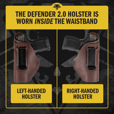 The Defender Leather IWB Holster | Fits Glock 42 | P365 | Hellcat | Lifetime Warranty | Made in USA by MyHackerTech