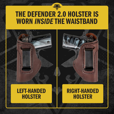The Defender Leather IWB Holster - Fits Ruger LCP, LCP2, Sig P238, P290, S&W Bodyguard .380 and Most .380's - Lifetime Warranty - Made in USA by MyHackerTech