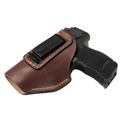 The Defender Leather IWB Holster | Fits Glock 42 | P365 | Hellcat | Lifetime Warranty | Made in USA by MyHackerTech