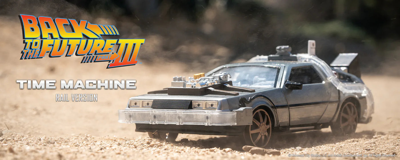Back to the Future Part III (rail version) die-cast 1:24 scale "Hollywood Rides" light-up DeLorean Time Machine by MyHackerTech