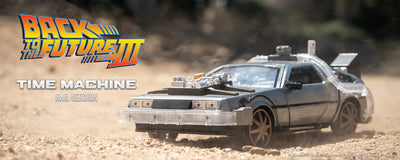 Back to the Future Part III (rail version) die-cast 1:24 scale "Hollywood Rides" light-up DeLorean Time Machine by MyHackerTech