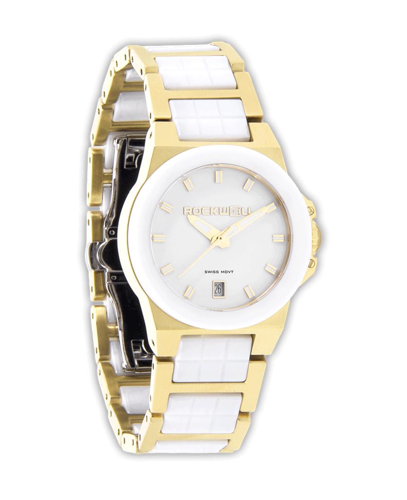 Katelynn (Gold/White Ceramic) Watch by MyHackerTech