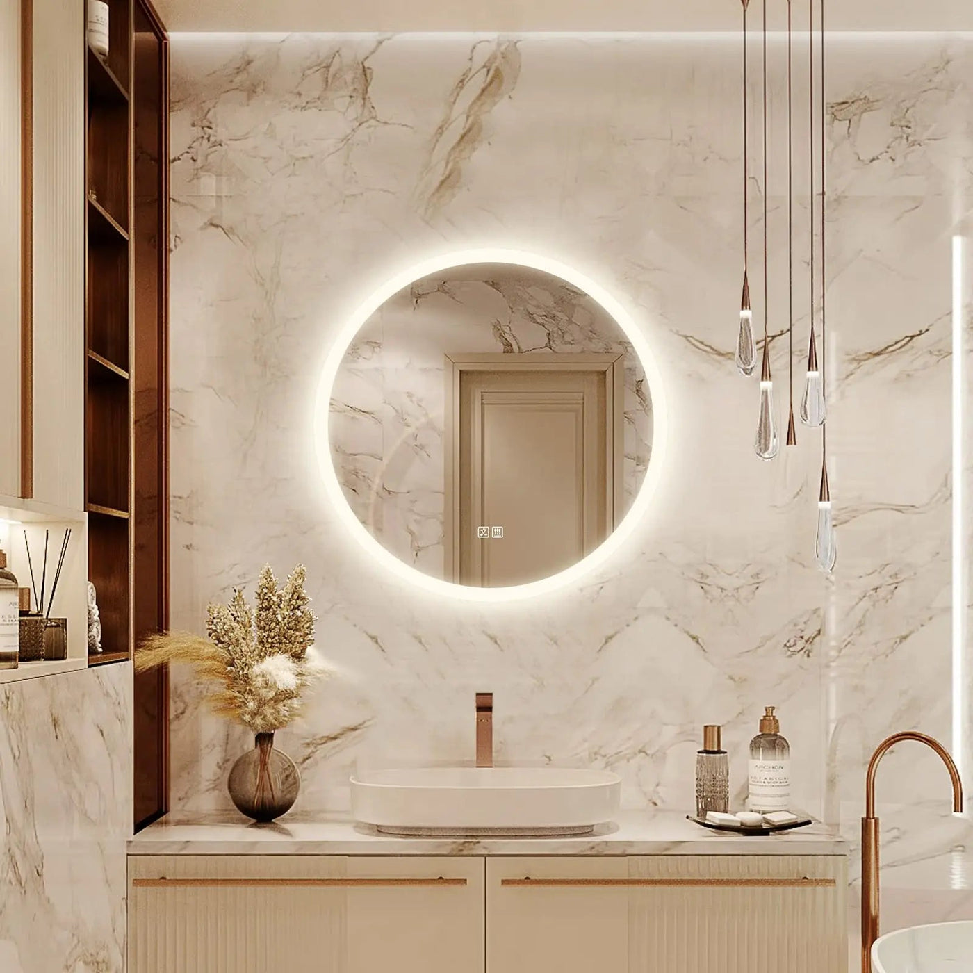 Round LED Bathroom Vanity Mirror With Dimmable Lights by MyHackerTech