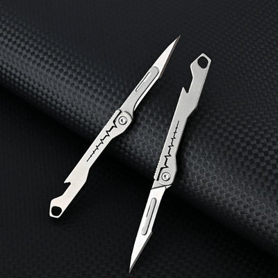 titanium alloy Bottle Opener Scalpel Folding Knife High Hardness Mini Outdoor Survival Camping Portable EDC Tool 10 Blade Free