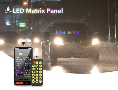 LED Matrix Pixel Panel Display Screen Flexible RGB Car Pattern Graffiti Scrolling Text Animation Shop Reminder Light Bluetooth