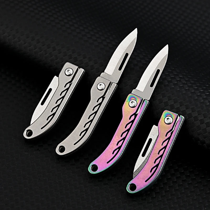 Titanium Alloy Mini Folding Knife for Outdoor Camping EDC Portable Unboxing Sharp Knife with High Hardness D2 Blade