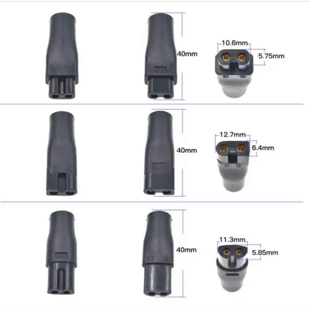 DC 5.5 * 2.1mm to 1.8/2.35 double hole multi-function charging adapter is used for Hair clipper, shaver and charging line adapte