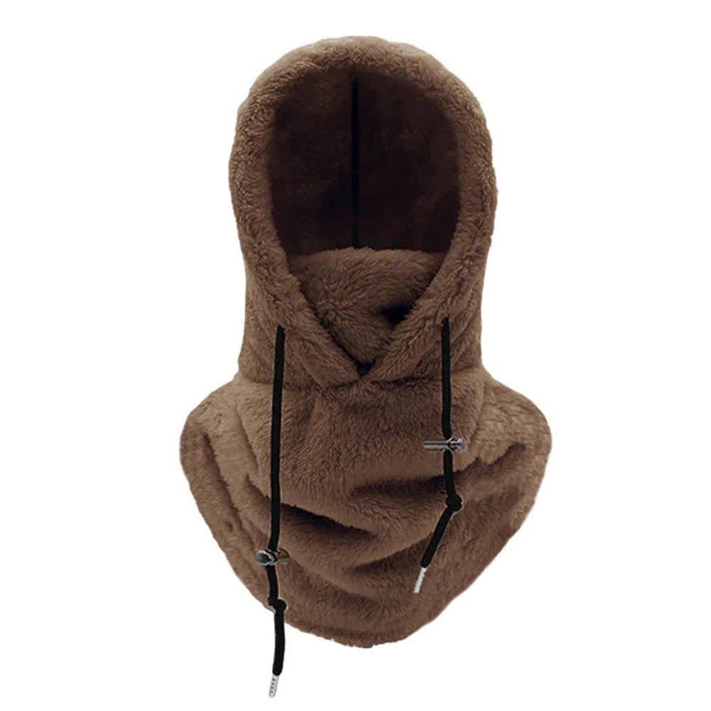 Thermal Sherpa Fleece Hood Ski Mask Winter Balaclava Cold Windproof Adjustable Women Plush Warm Hood Cover Hat Scarf Cycling Cap