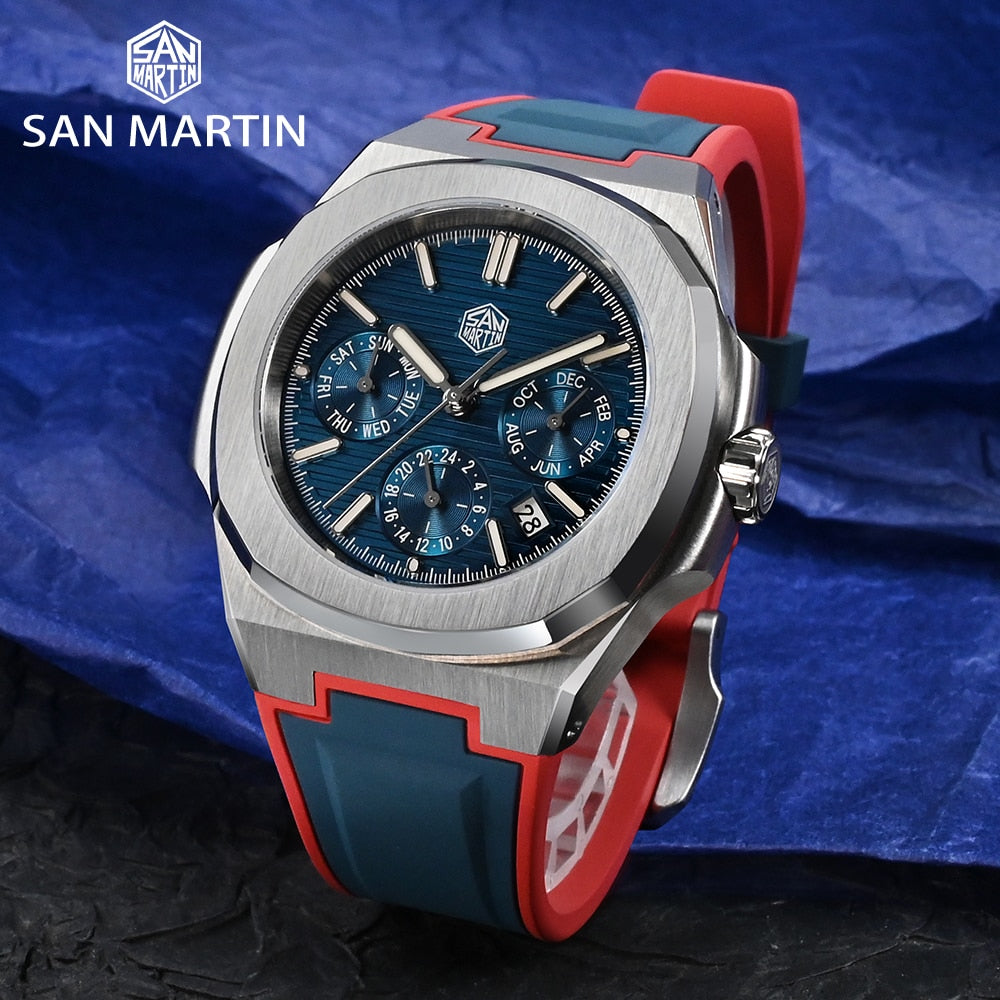 San Martin Miyota 9120 Multi-function  Two-Tone FKM Watch