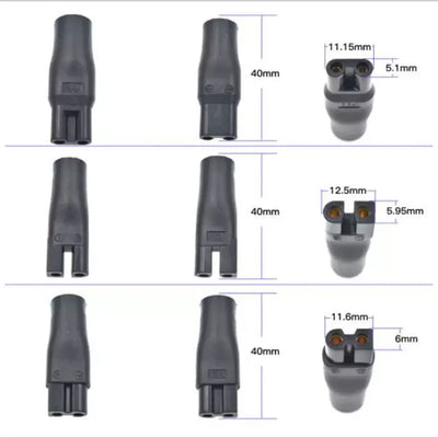 DC 5.5 * 2.1mm to 1.8/2.35 double hole multi-function charging adapter is used for Hair clipper, shaver and charging line adapte