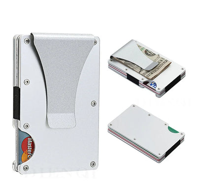 Slim RFID Blocking Metal Wallet with Money Clip for Men