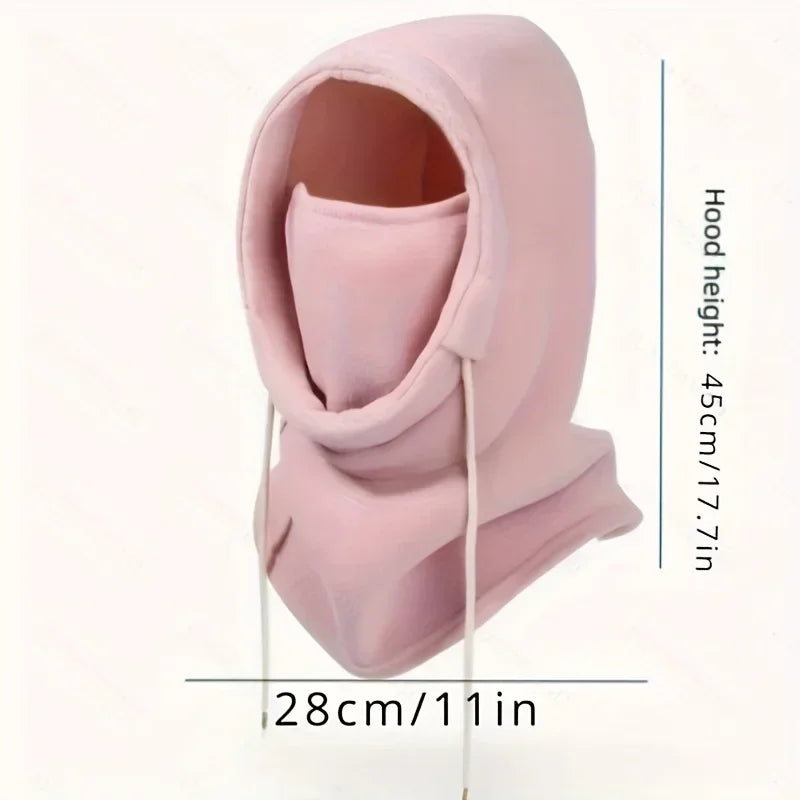 Winter Balaclava Hooded Scarf - Warm Neck Gaiter with Hood for Outdoor Activities, Cycling, Skiing - Black, Pink, Khaki