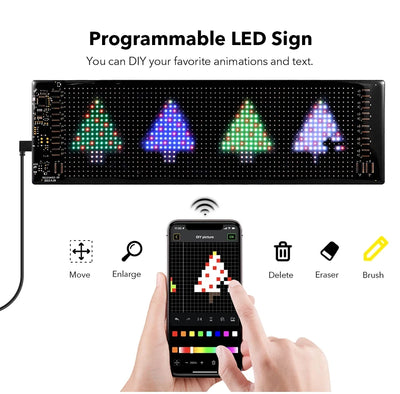 LED Matrix Pixel Panel Display Screen Flexible RGB Car Pattern Graffiti Scrolling Text Animation Shop Reminder Light Bluetooth