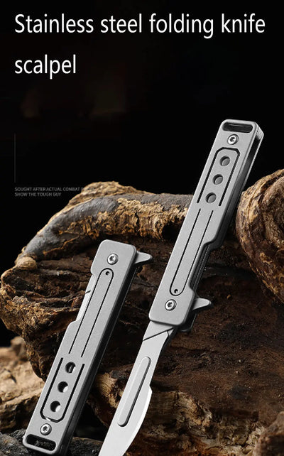 Titanium Alloy Scalpel Fast Open Folding Knife EDC Unpacking Pocket Knife Outdoor Camping Knife with 10pcs Replaceable Blades