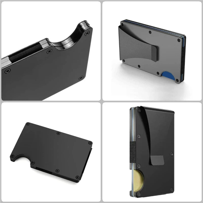 Slim RFID Blocking Metal Wallet with Money Clip for Men