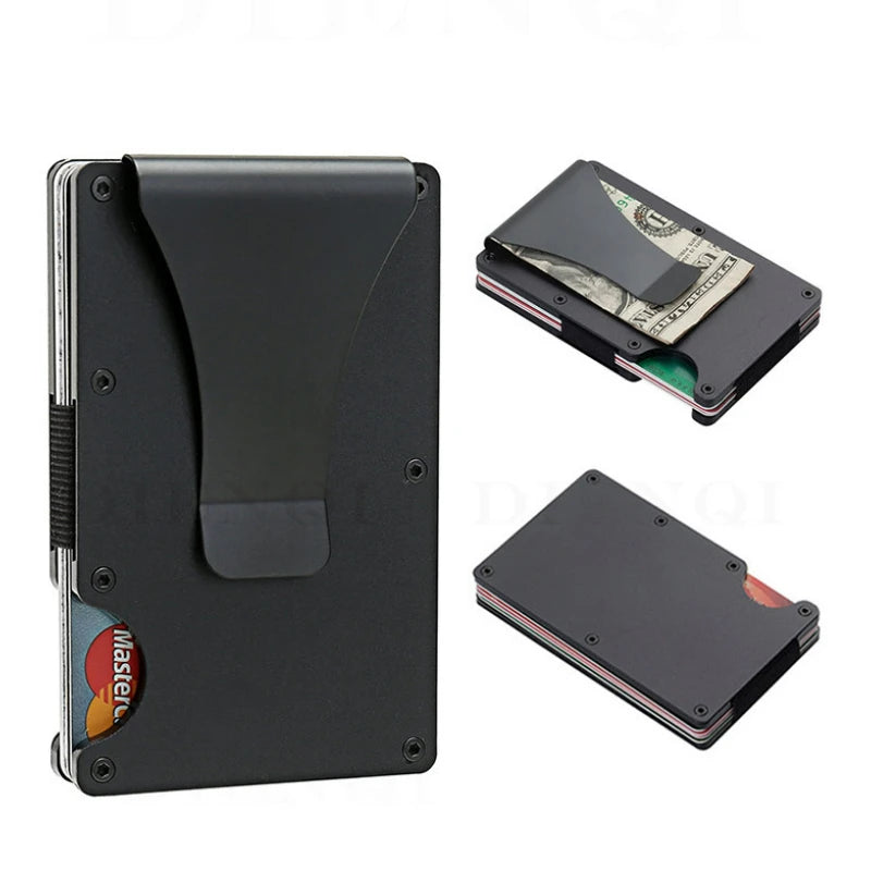 Slim RFID Blocking Metal Wallet with Money Clip for Men