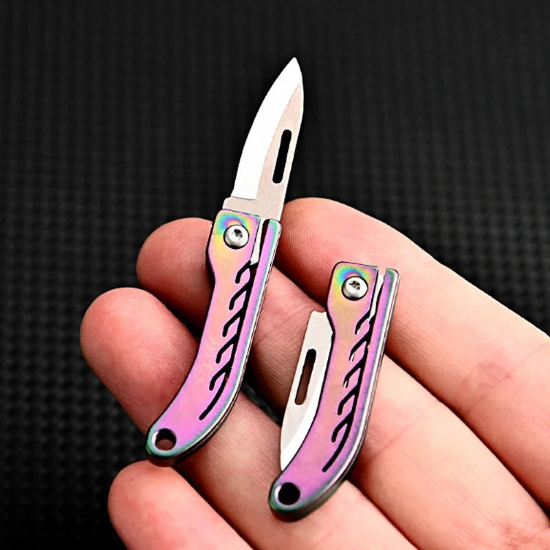 Titanium Alloy Mini Folding Knife for Outdoor Camping EDC Portable Unboxing Sharp Knife with High Hardness D2 Blade