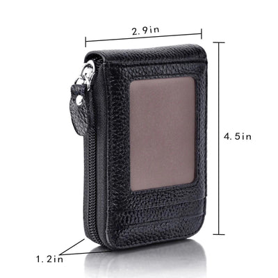 Men's PU Leather Wallet - RFID Blocking Card Holder with Zipper Pocket