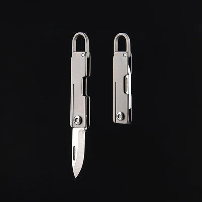 Titanium alloy pocket knife with sharp folding edge, portable keychain pendant, unboxing and unpacking, express knife