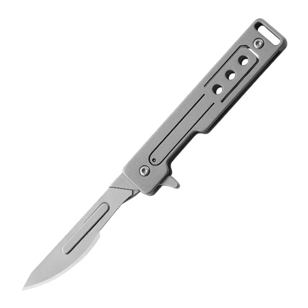 Titanium Alloy Scalpel Fast Open Folding Knife EDC Unpacking Pocket Knife Outdoor Camping Knife with 10pcs Replaceable Blades