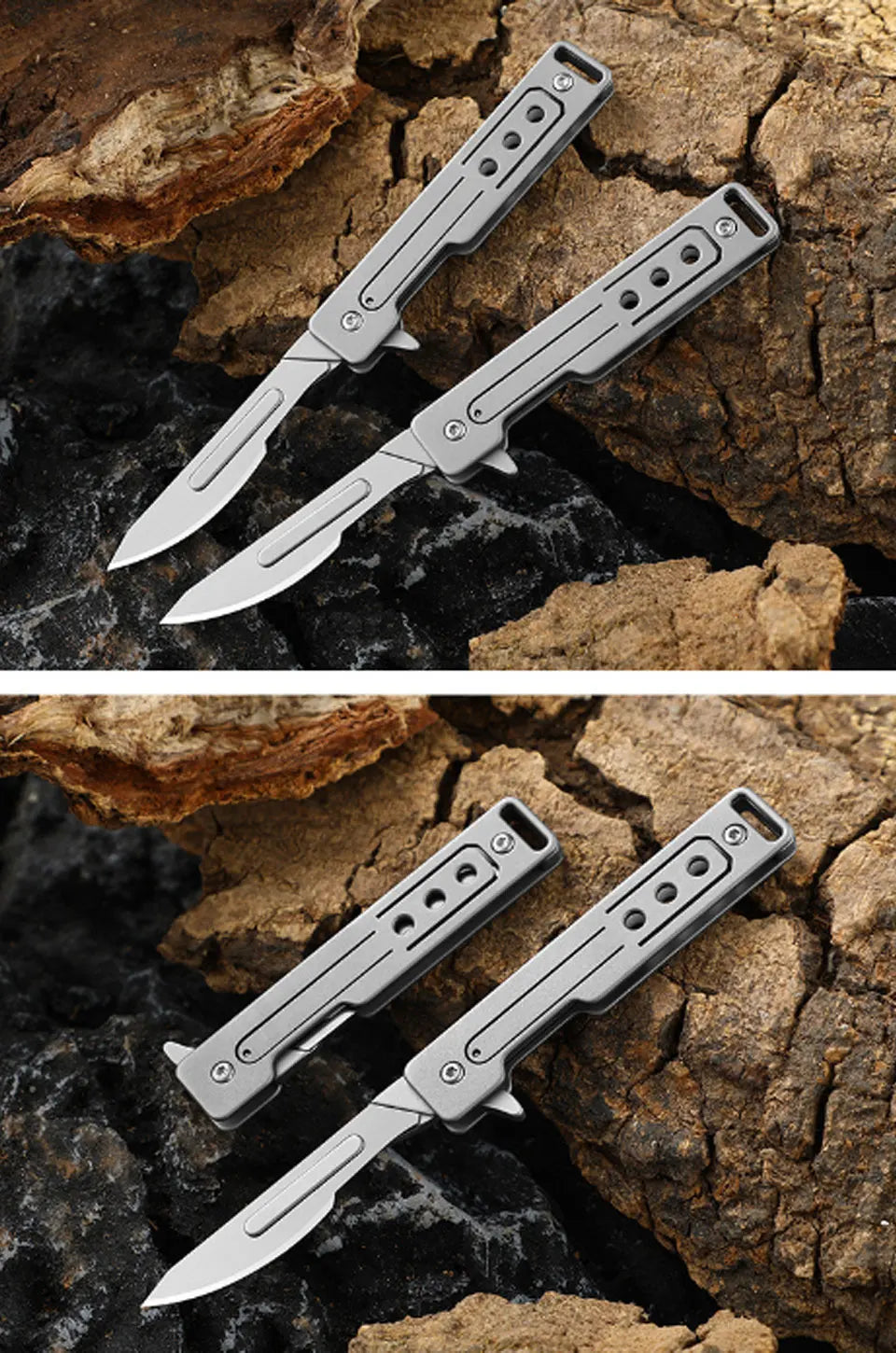 Titanium Alloy Scalpel Fast Open Folding Knife EDC Unpacking Pocket Knife Outdoor Camping Knife with 10pcs Replaceable Blades