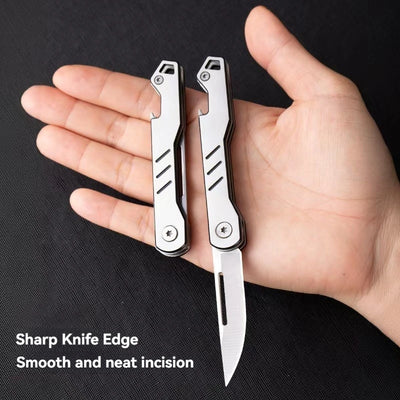 Mini outdoor stainless steel folding knife, portable express keychain, multifunctional portable kitchen fruit folding knife