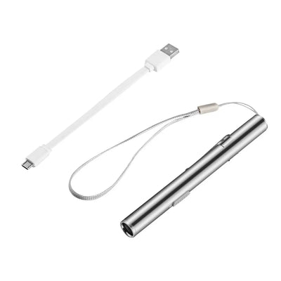 Mini Portable Medical Handy LED Pen Light Flashlight USB Rechargeable Dentist Nurse Torch with Stainless Steel Clip