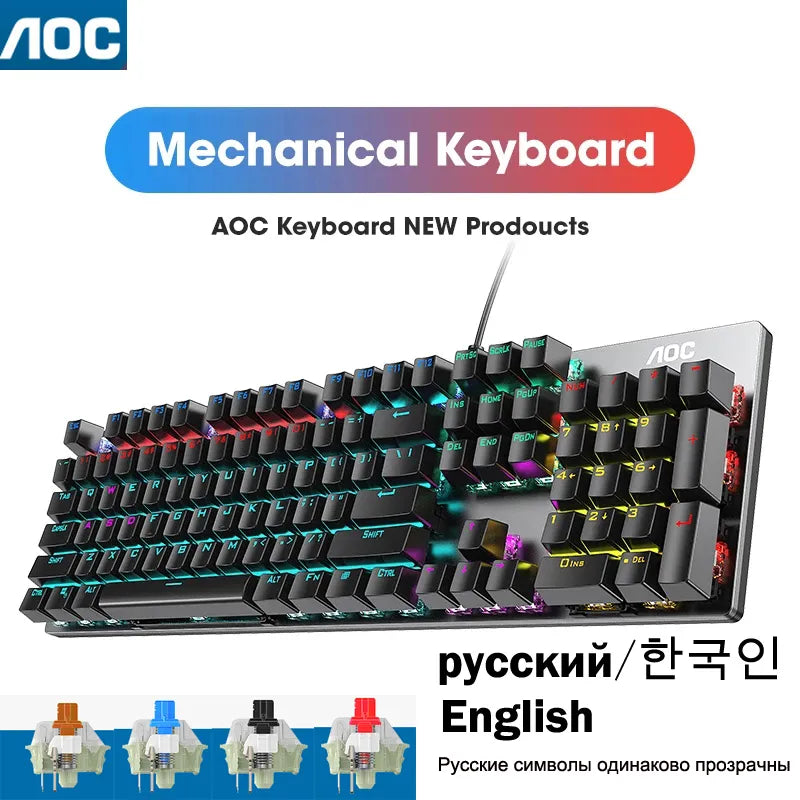 GK410 104 Keys Metal Panel Mechanical Keyboard RGB Light