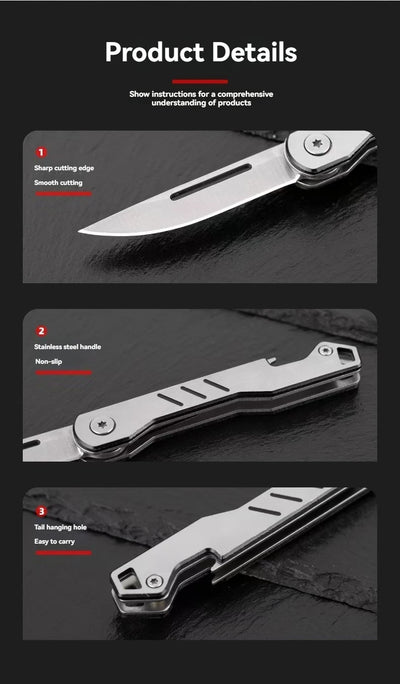 Mini outdoor stainless steel folding knife, portable express keychain, multifunctional portable kitchen fruit folding knife