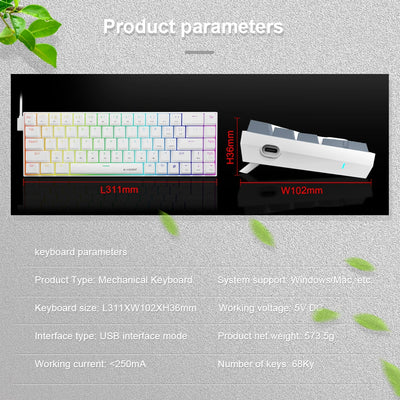 E-YOOSO Z686 RGB USB 60% Mini slim Mechanical  Wired Keyboard