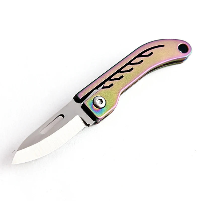 Titanium Alloy Mini Folding Knife for Outdoor Camping EDC Portable Unboxing Sharp Knife with High Hardness D2 Blade