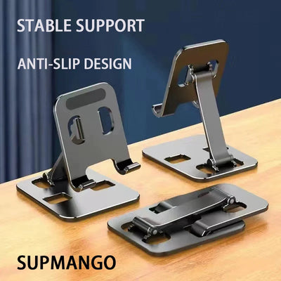 Folding Portable Desktop Metal Mobile Phone Stand Desk Lazy Stand Universal Support Stand for Mobile Phones and Tablets