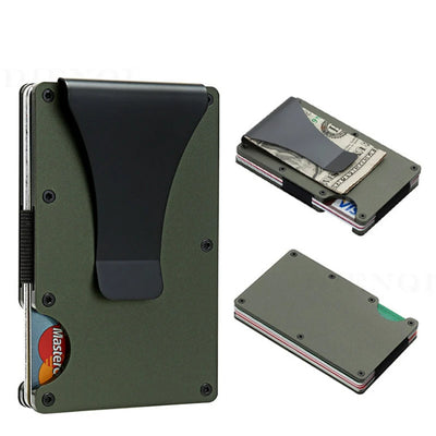 Slim RFID Blocking Metal Wallet with Money Clip for Men