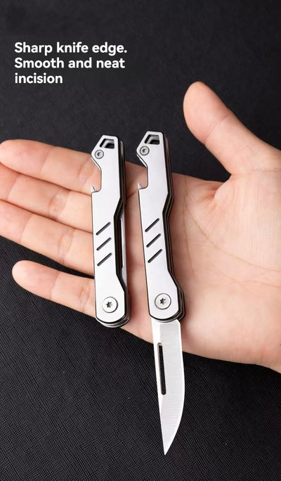 Mini outdoor stainless steel folding knife, portable express keychain, multifunctional portable kitchen fruit folding knife