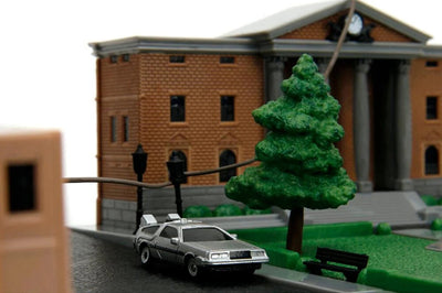 Back to the Future die-cast Courthouse diorama with DeLorean & Toyota vehicles by MyHackerTech