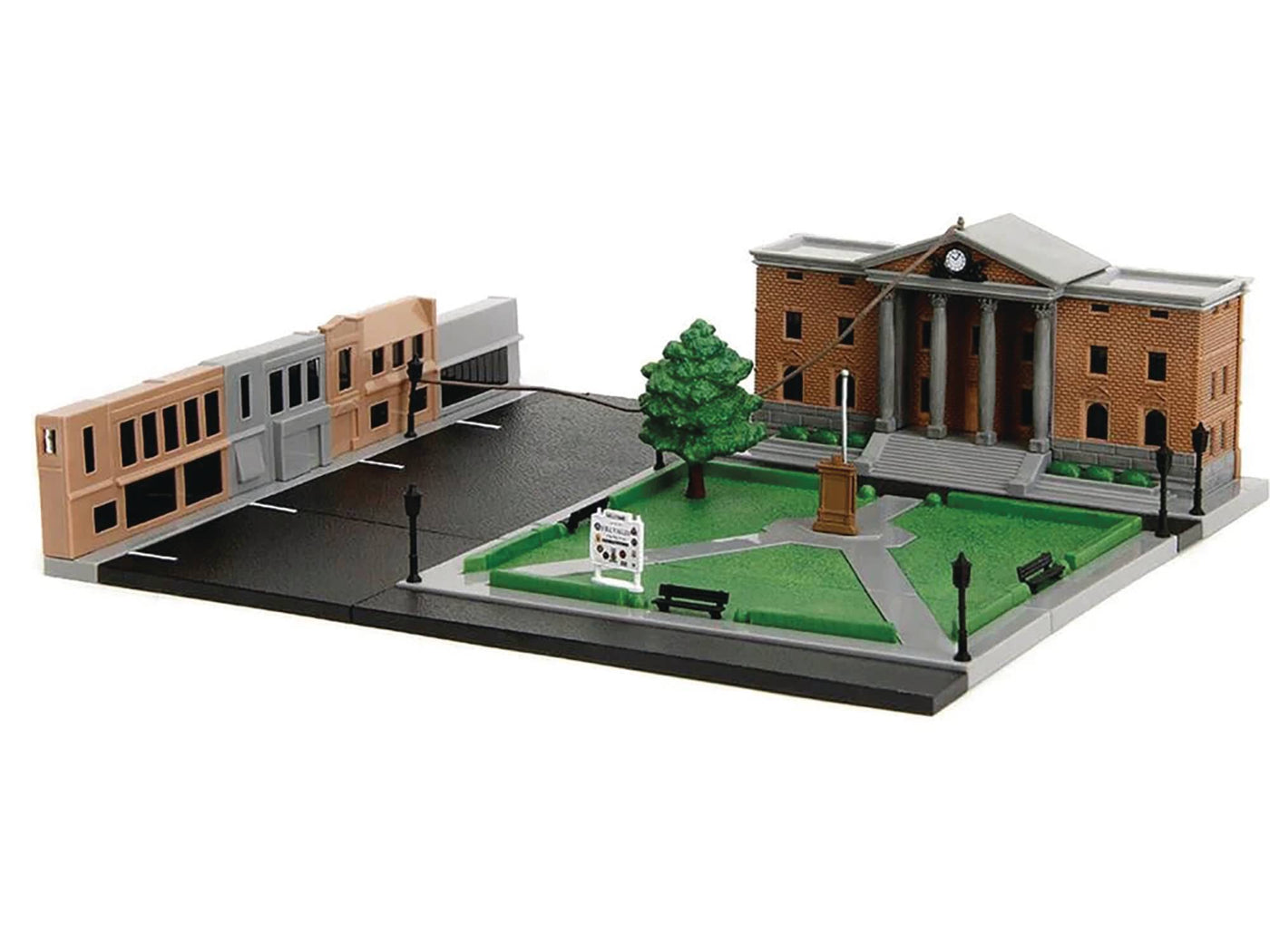 Back to the Future die-cast Courthouse diorama with DeLorean & Toyota vehicles by MyHackerTech