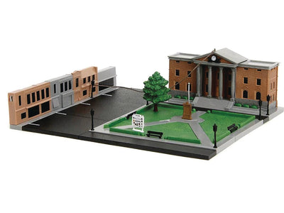Back to the Future die-cast Courthouse diorama with DeLorean & Toyota vehicles by MyHackerTech