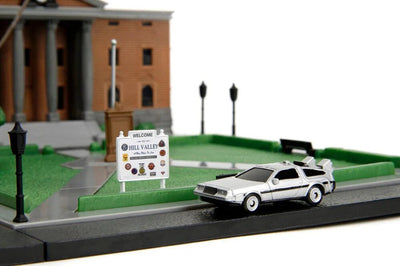 Back to the Future die-cast Courthouse diorama with DeLorean & Toyota vehicles by MyHackerTech