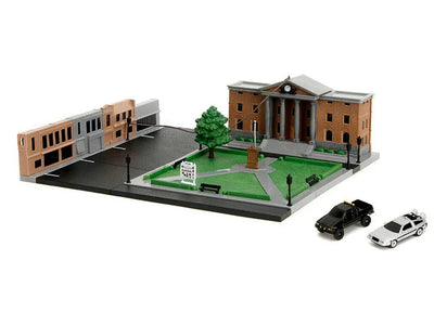 Back to the Future die-cast Courthouse diorama with DeLorean & Toyota vehicles by MyHackerTech