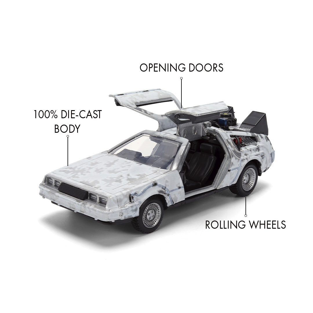 Back to the Future die-cast 1:32 scale 40th Anniversary "Hollywood Rides" DeLorean Time Machine (Frost Finished) by MyHackerTech